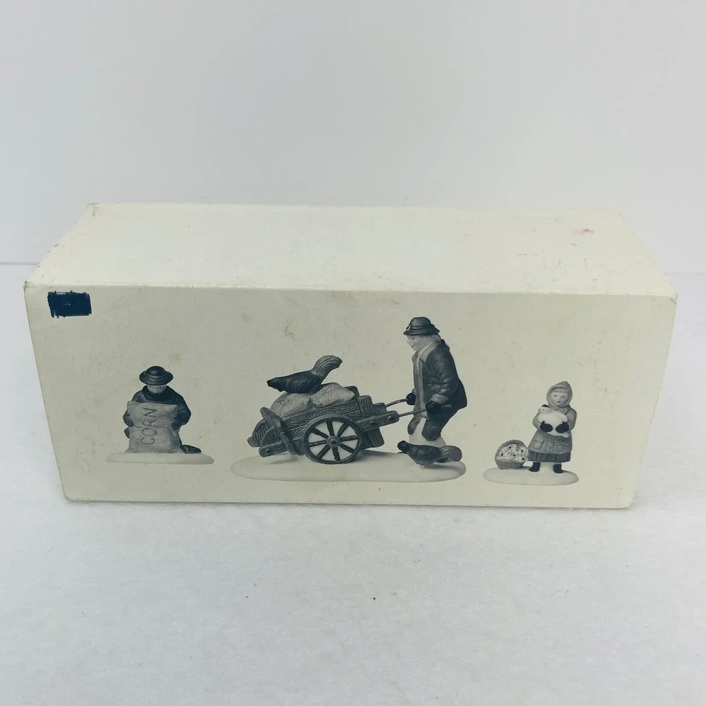 Dept 56 Heritage Village Harvest Seed Cart Set of 3 Porcelain Figures 5645-6